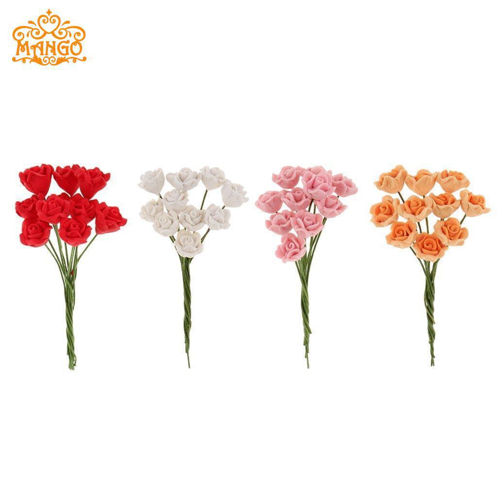Wholesale 1:12 doll house accessories mini clay flower single flower flower arrangement  tulip rose leaves pure hand made